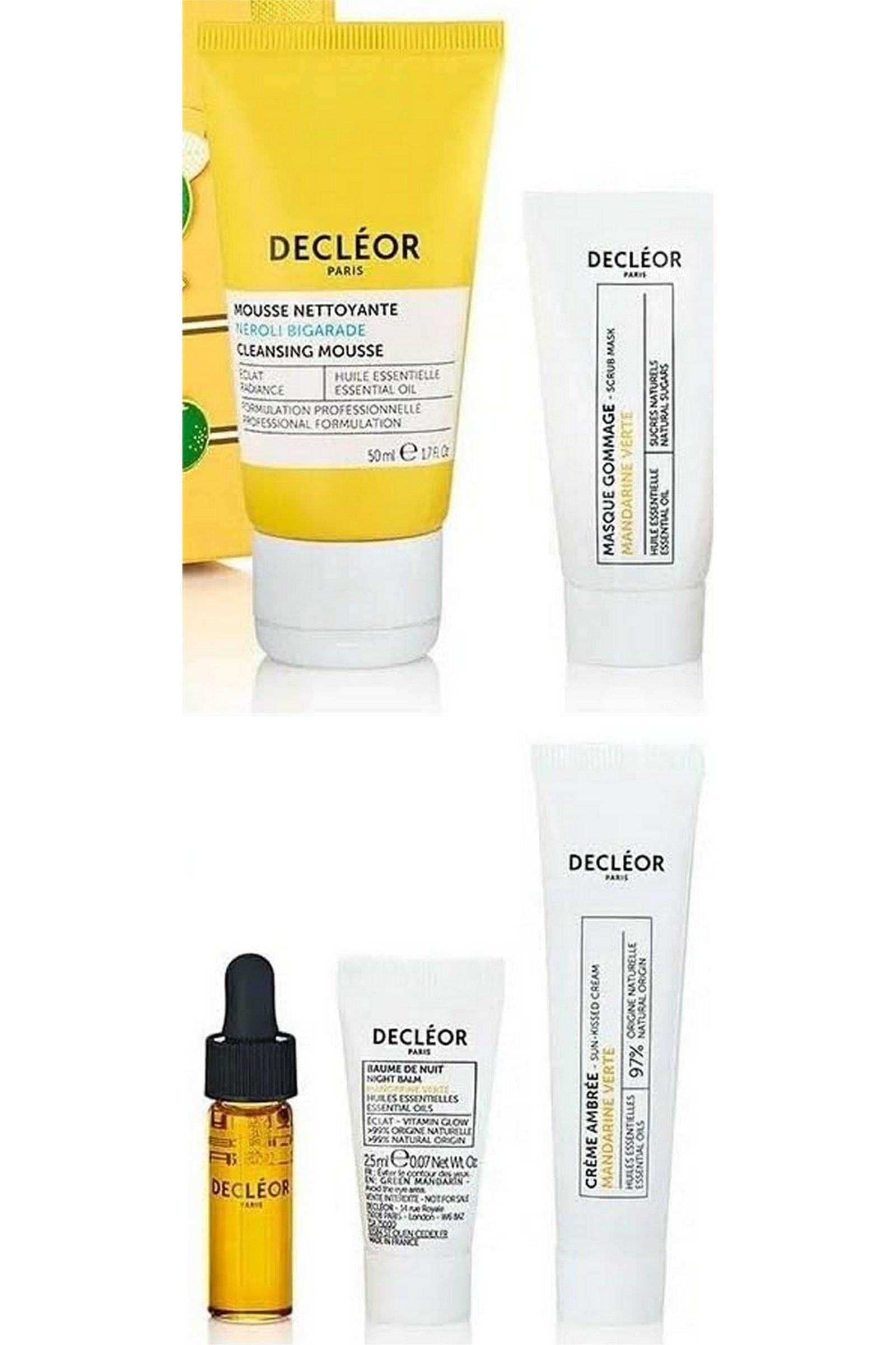 Decleor Green Mandarin Discovery Set Glowing Mousse, Scrub, Serum, Balm, Cream, Bag
