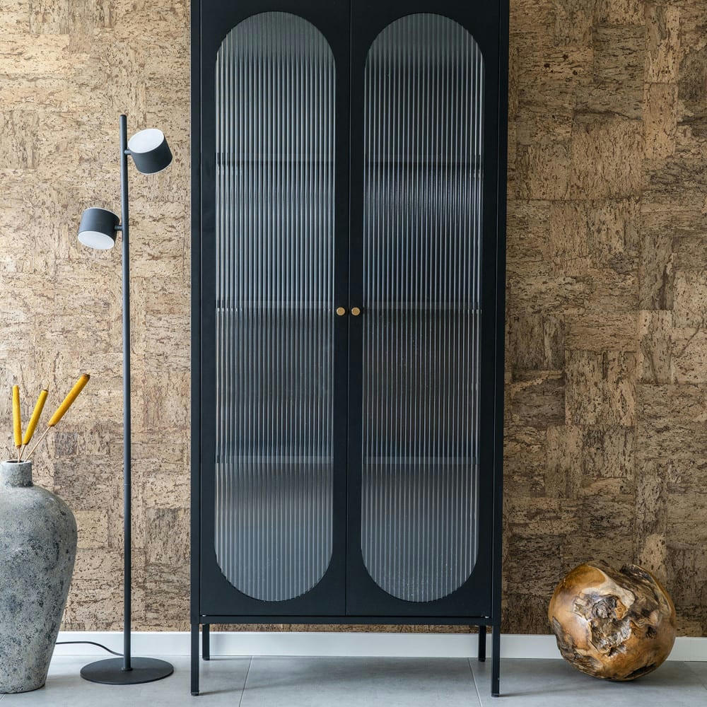 ADELAIDE - Vitrine en verre et métal H180cm noir