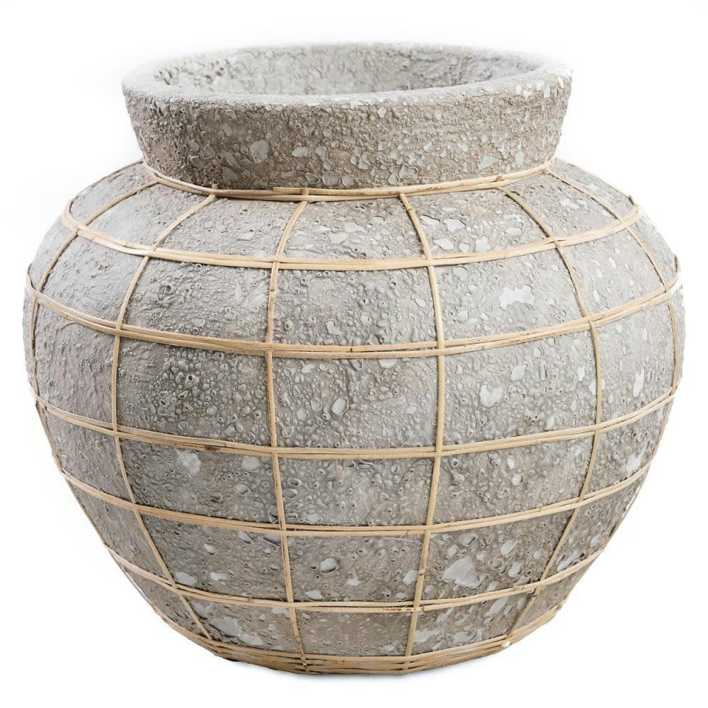BELLY - Vase en terre cuite gris naturel H27