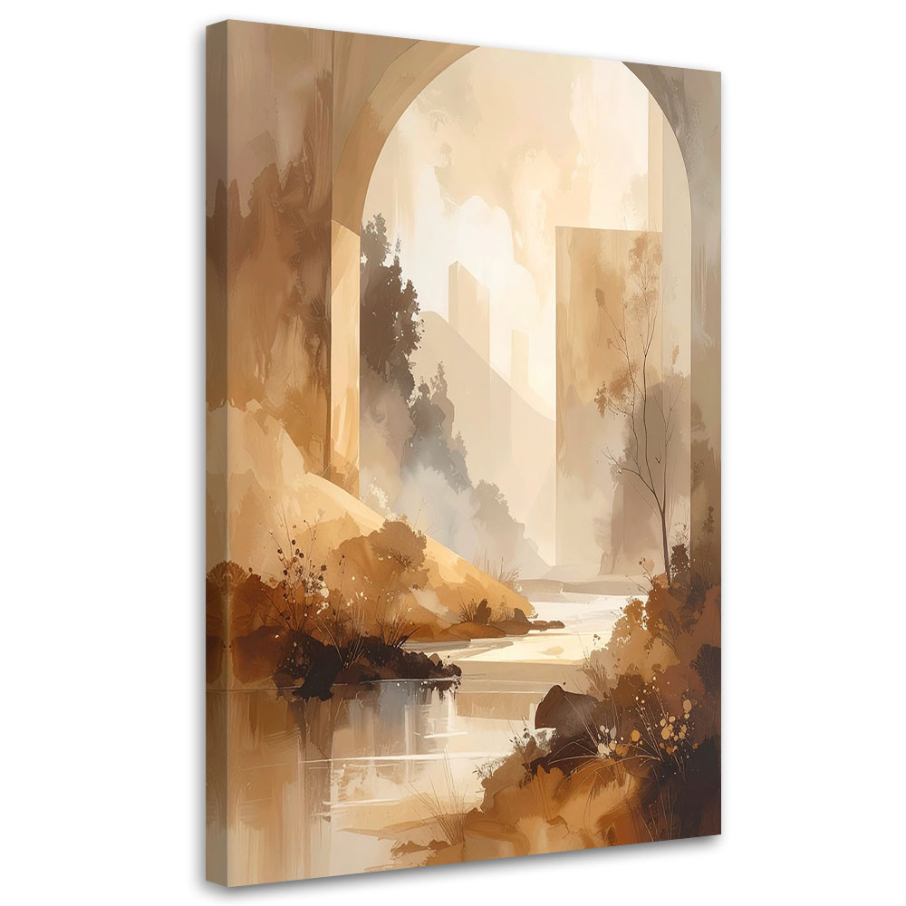Obraz do salonu sypialni, Pastelowy Pejzaż Rzeka Rustykalny 20x30