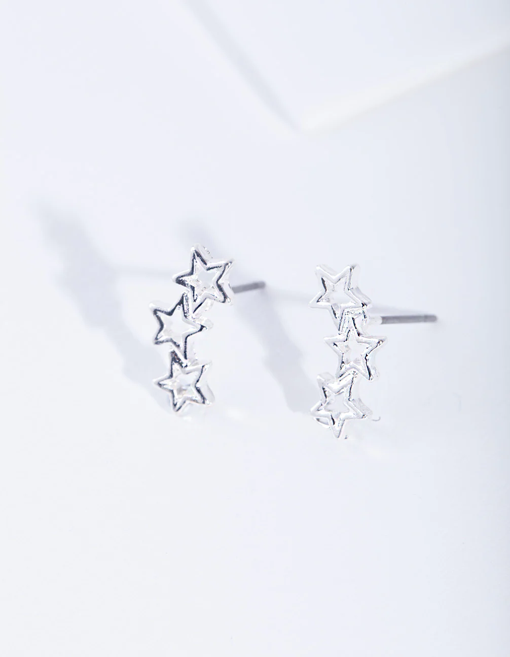 Silver Starline Cut Out Stud Earrings
