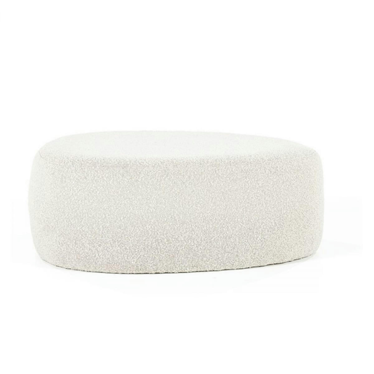 BILY - Pouf ovale scandinave en tissu bouclé blanc