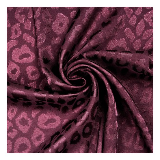 Plum Animal Print Satin Fabric by the Metre