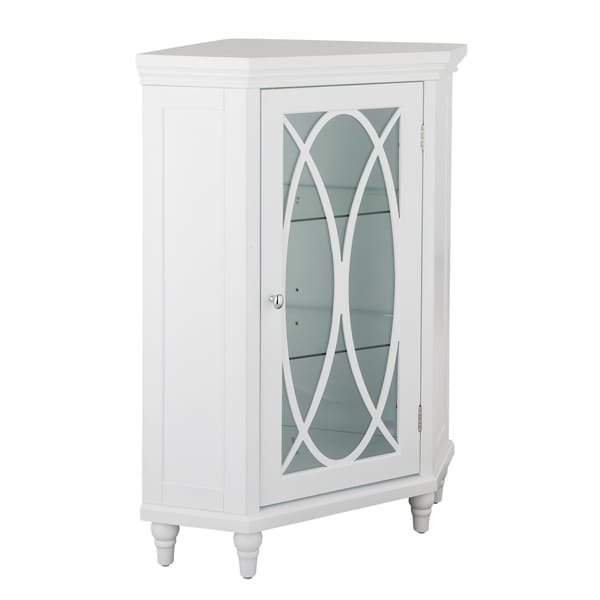 32"H Lynne Corner Floor Cabinet with 2 adjustable tempered glass shelves