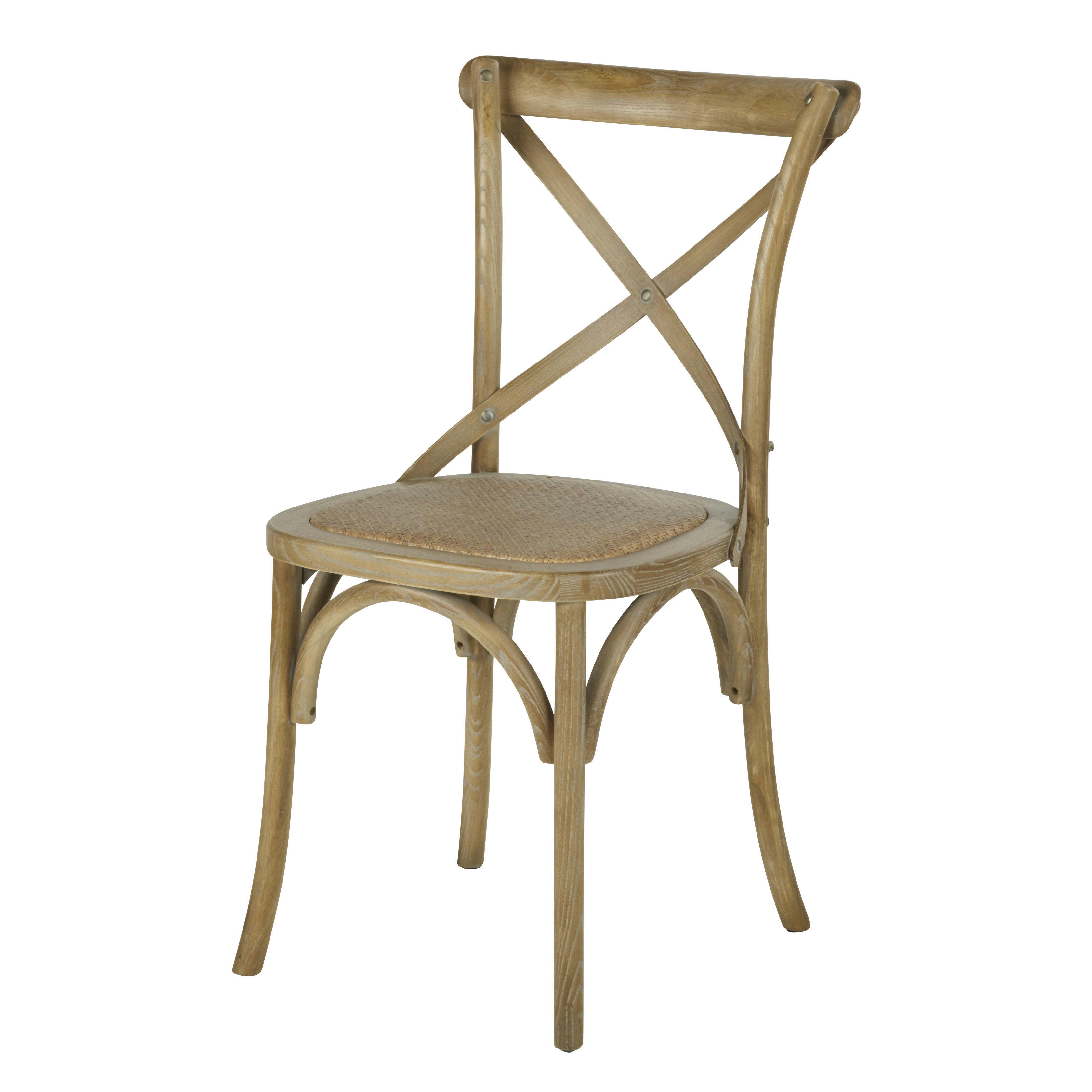 Tradition - Chaise bistrot en bois de hêtre et rotin effet cérusé