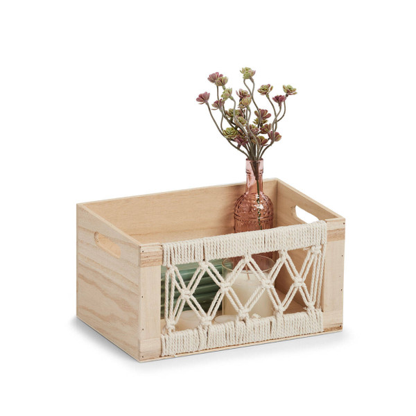 Drewniane pudełko z ażurowym frontem BOHO, 30 x 20 x 16 cm
