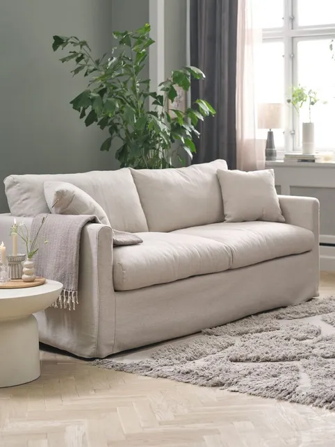 Sofa LYNGAA 3-pers. aftageligt betræk beige stof