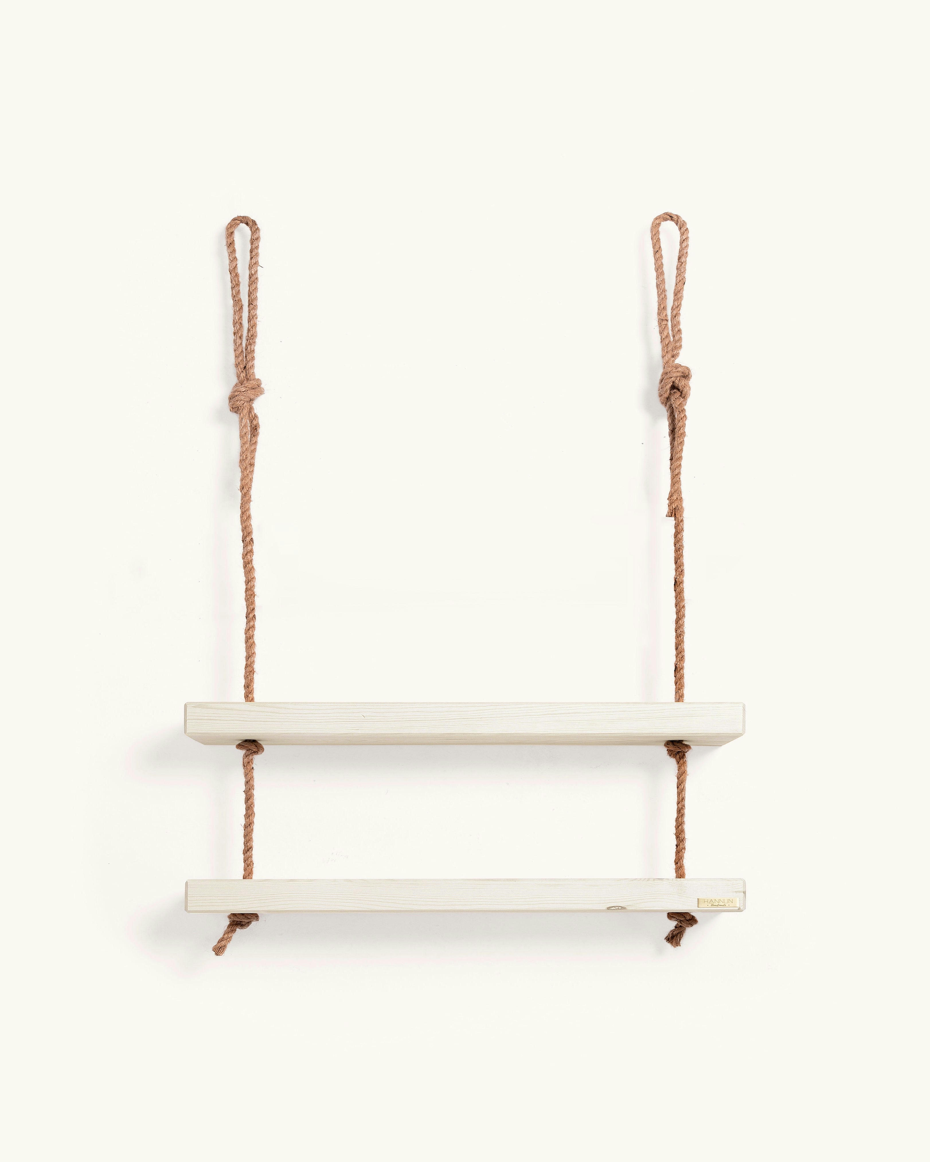 MAKEMBA - Etagère en bois de couleur blanc vielli 2 étages 70 cm