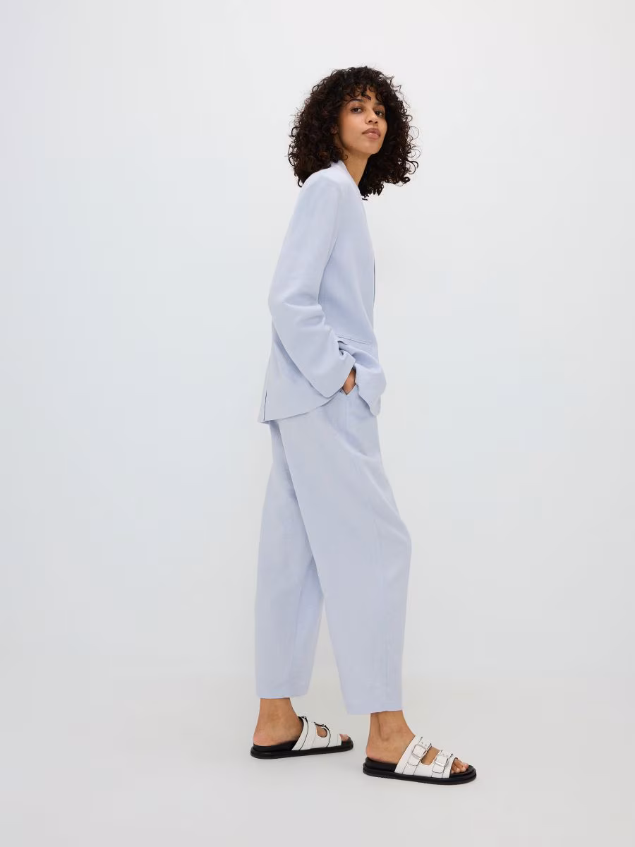 Linen Rich Wide Leg Trousers