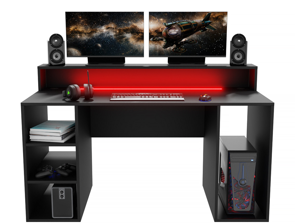 Biurko Gamingowe Komputerowe Enigma Xl Led Czarne