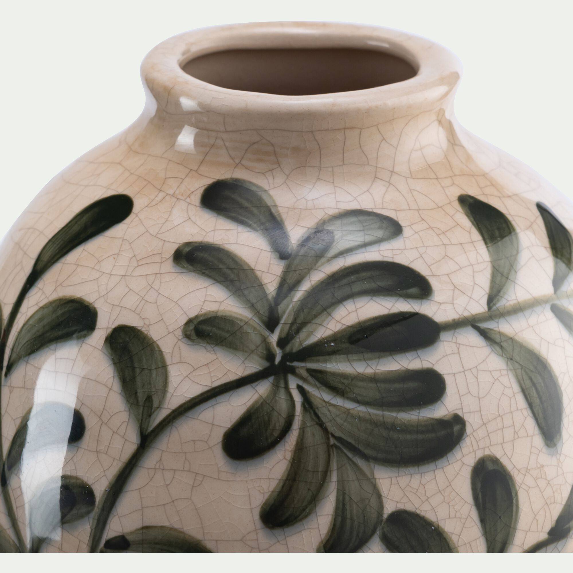 KARLU - Vase boule en grès H17,5cm - vert