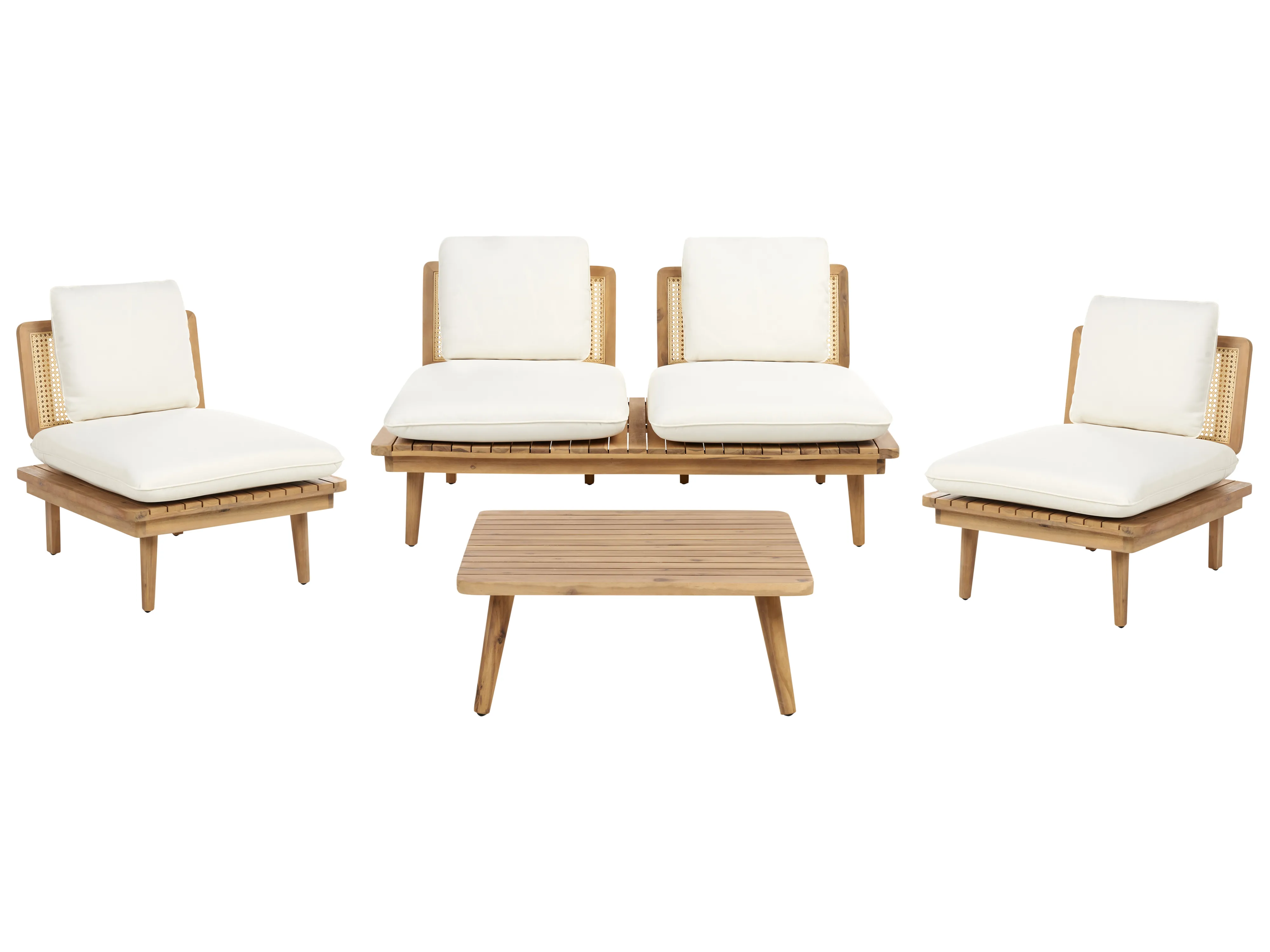 Garden Lounge Set with Table 4 Seater ACCADIA Certified Acacia Wood Light Beige