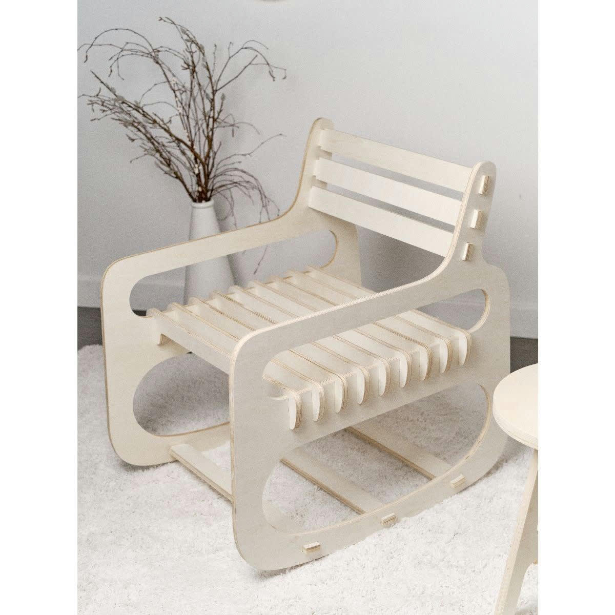 SIMPLICITY - Rocking chair en contreplaqué beige