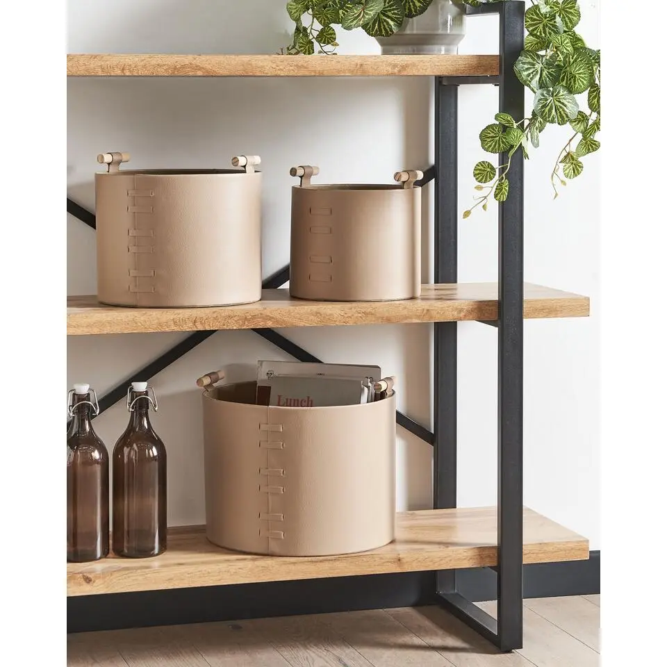 ARAM - Opbergmanden set van 3 - Beige - Kunstleer