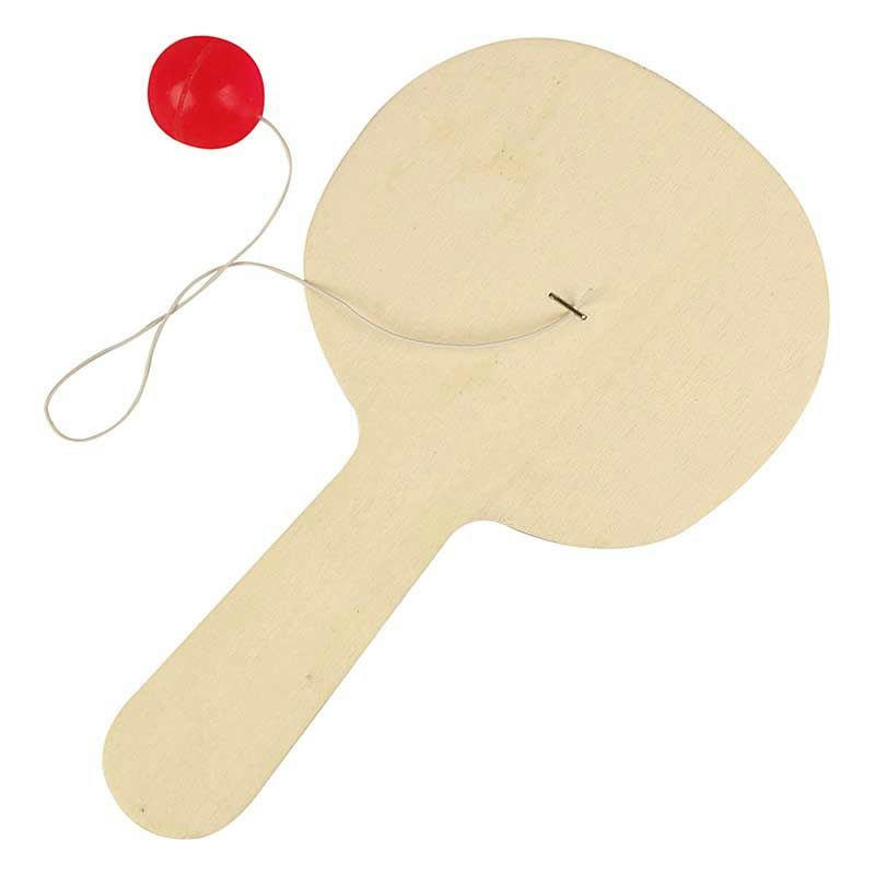 BOIS - Raquette en bois avec balle à customiser 23x13cm