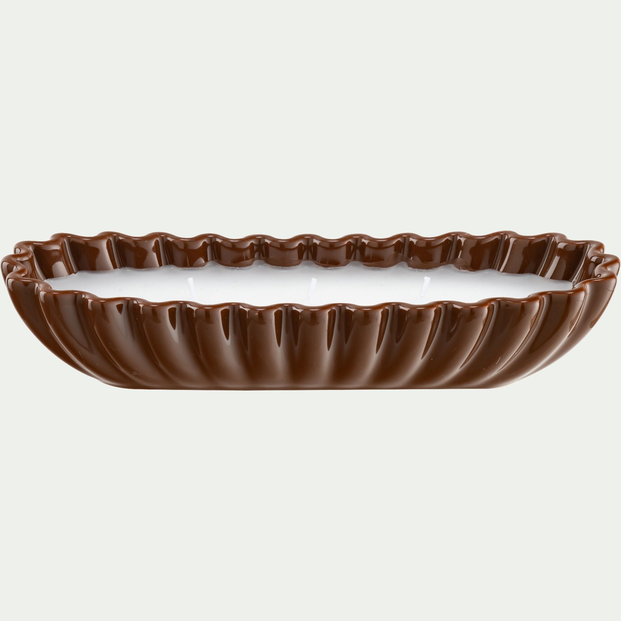 DELYO - Bougie pot en céramique L24,5xH5cm - marron