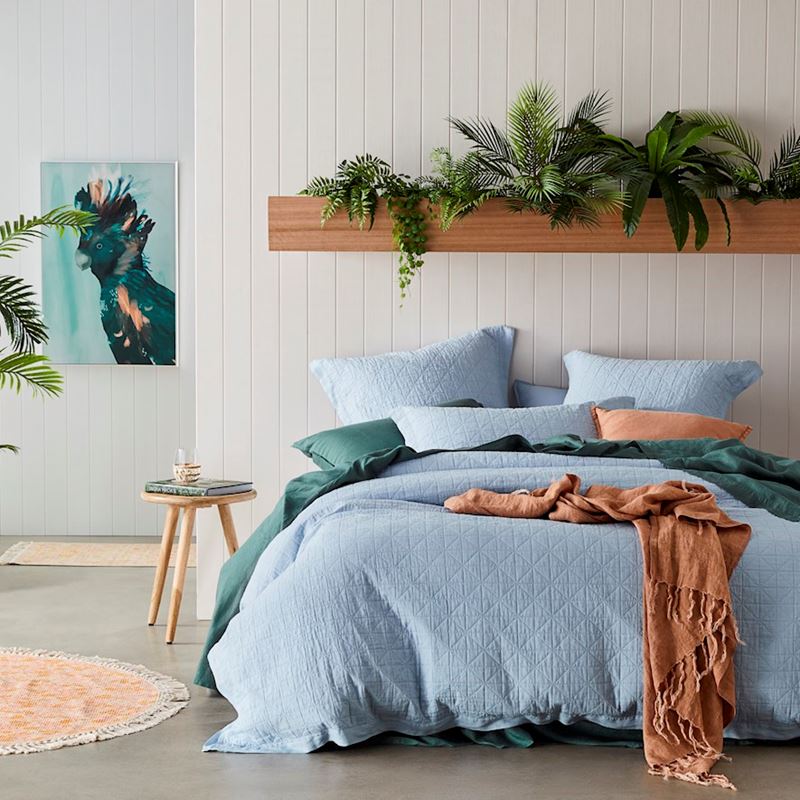 Vintage Washed Linen Dusty Blue Pillowcases