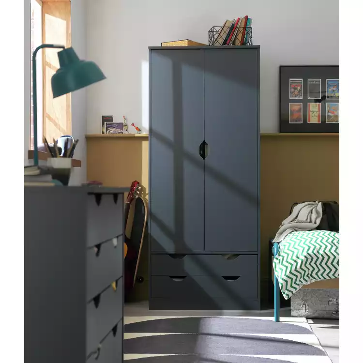 Habitat Pagnell 2 Door 2 Drawer Wardrobe - Grey