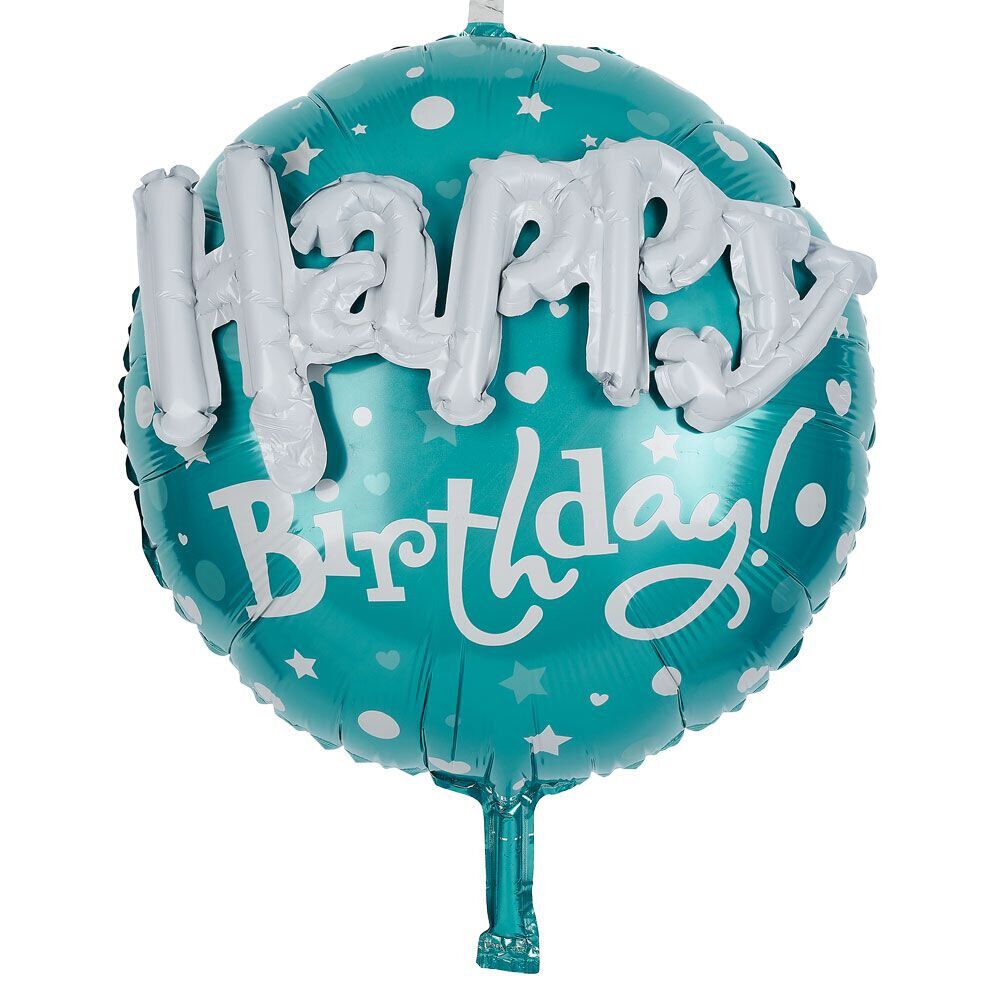 Ballon alu anniversaire Happy Birthday doré ou bleu Ø45cm