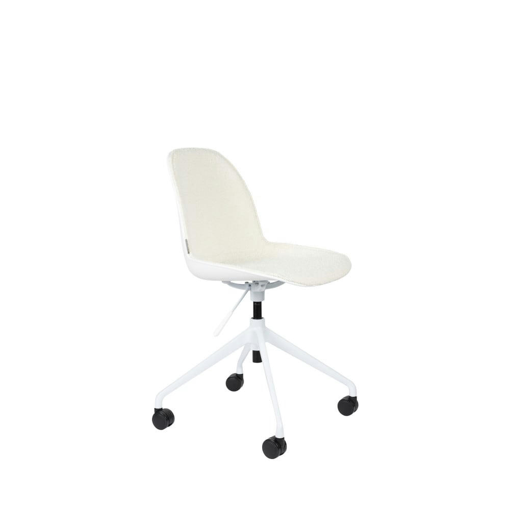 ALBERT KUIP - Chaise de bureau en tissu bouclette pivotante à roulettes blanc
