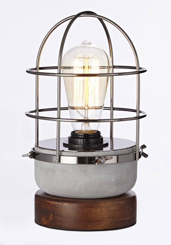 CANVAS Stellan Metal Shade Accent Table Lamp, 10.4-in, Walnut/Concrete