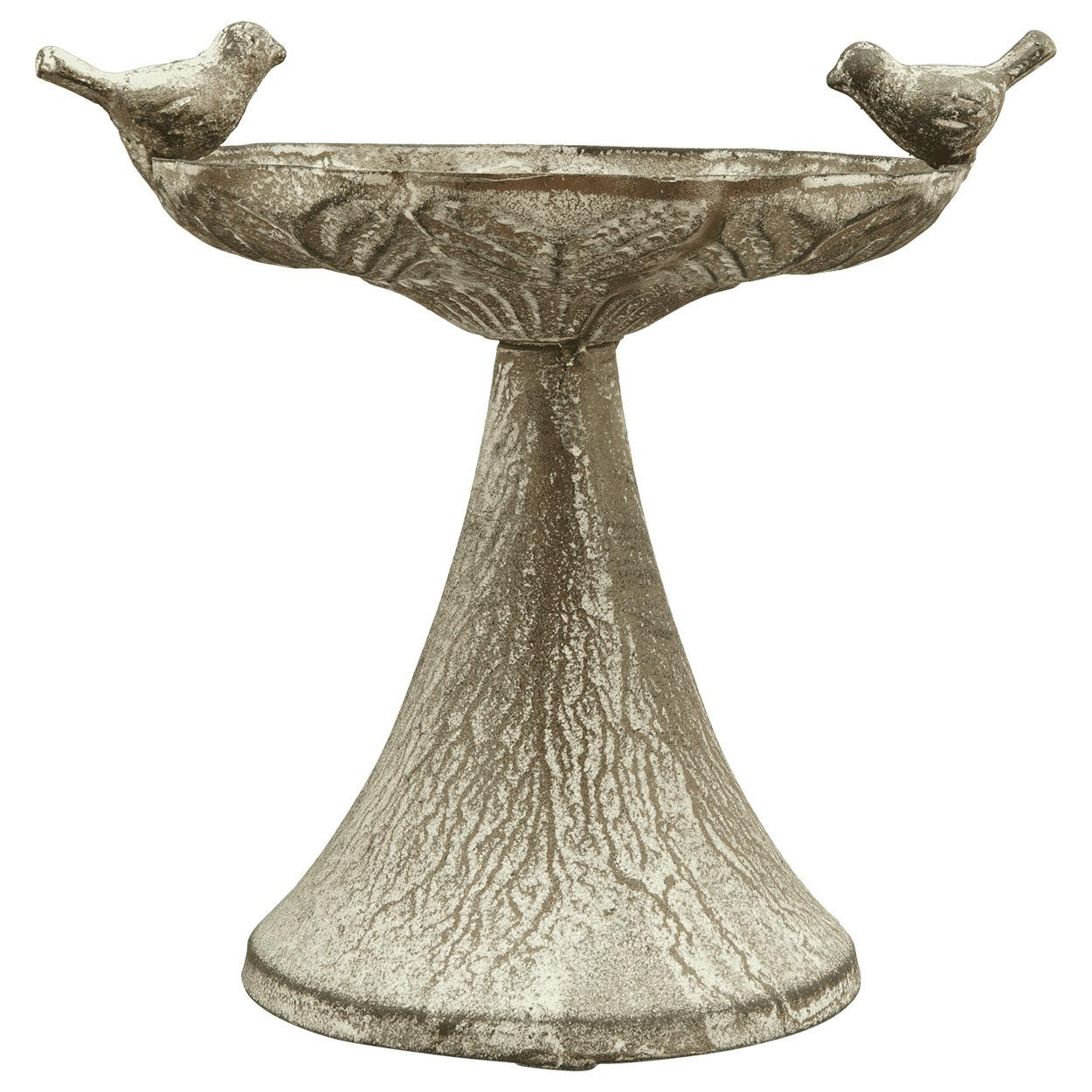 Metalowe poidełko karmnik dla ptaków vintage szare z ptaszkami 18 cm