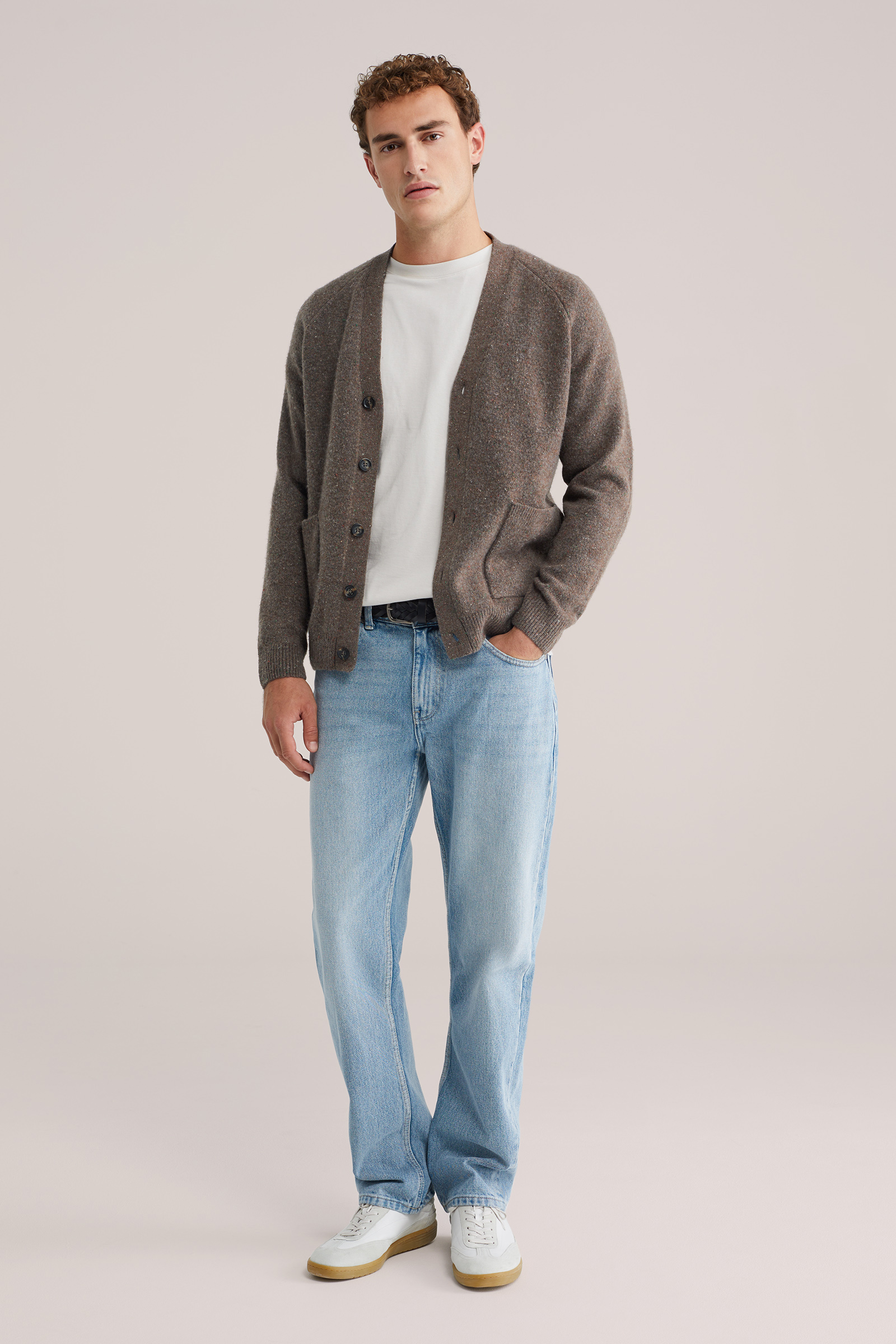 Heren slim fit vest van wolmix