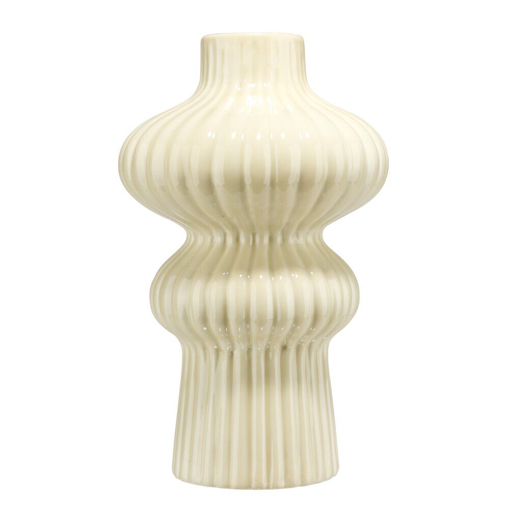 Vase arrondi contemporain céramique beige H24,5cm