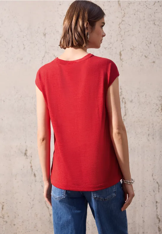 Leinen-Look Cut-Out Shirt