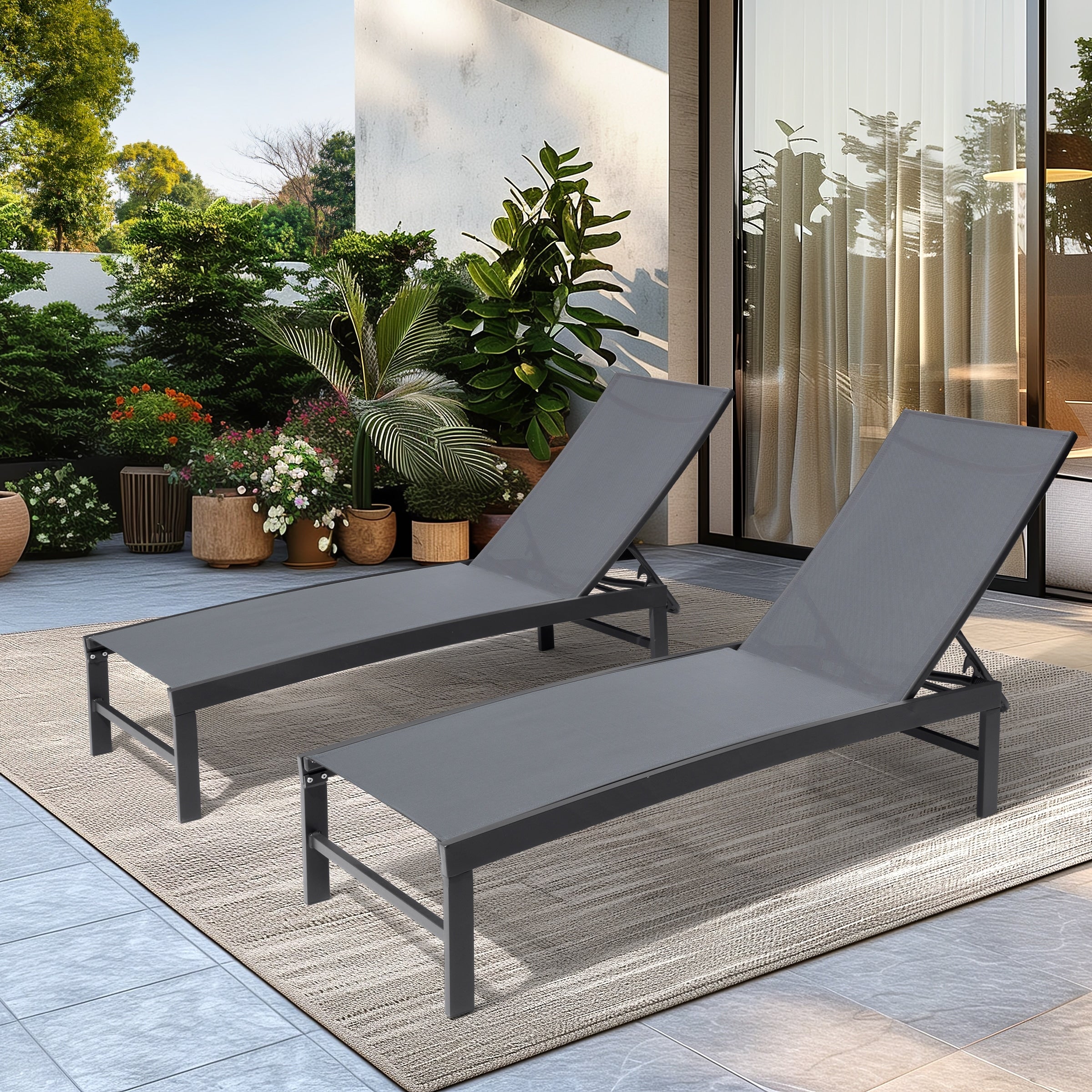 Pellebant Outdoor Patio Adjustable Chaise Lounge Chairs - N/A