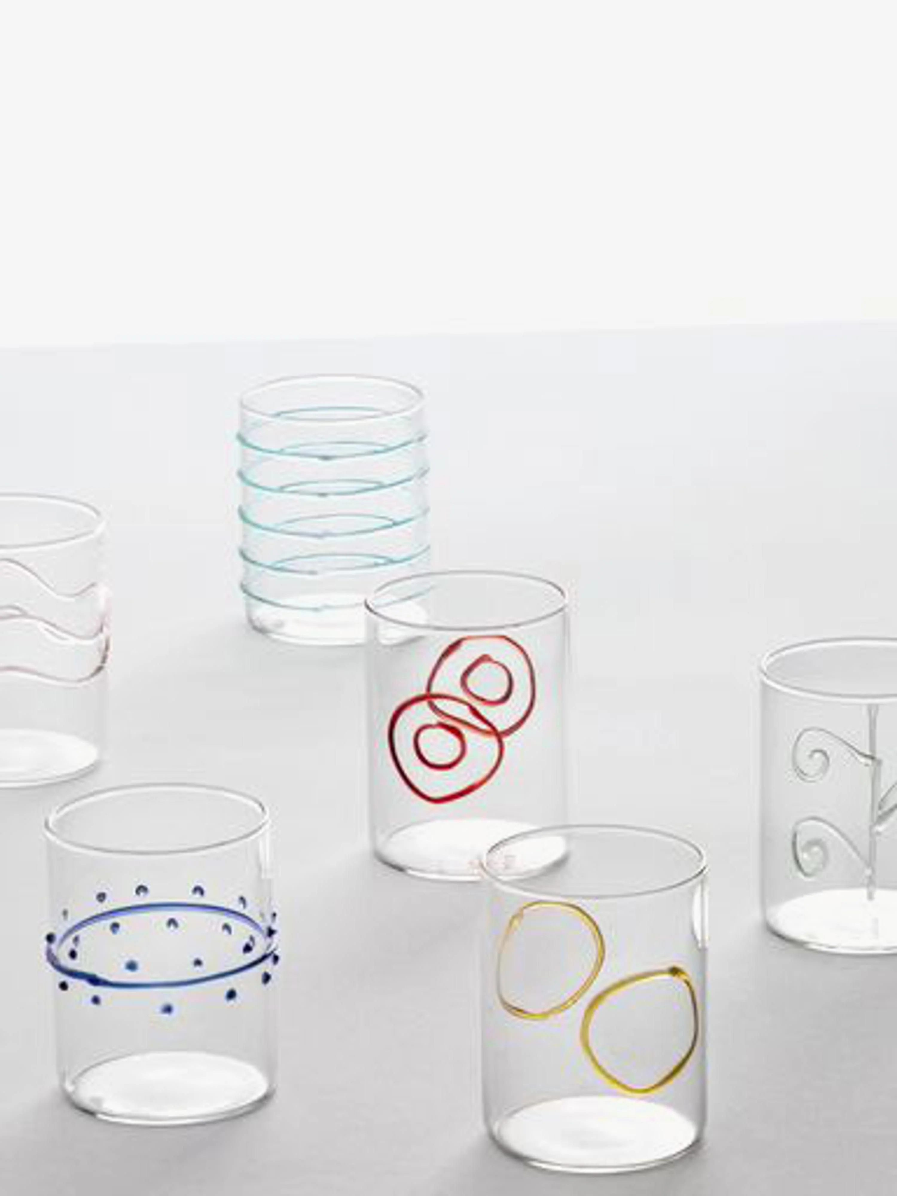 Handgefertigte Trinkgläser Deco' Arlecchino aus Borosilikatglas, 6er-Set