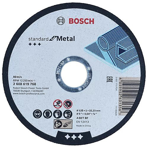 Disque à tronçonner standard pour métaux spécial coupe droite 125x1mm - BOSCH - 2608619768