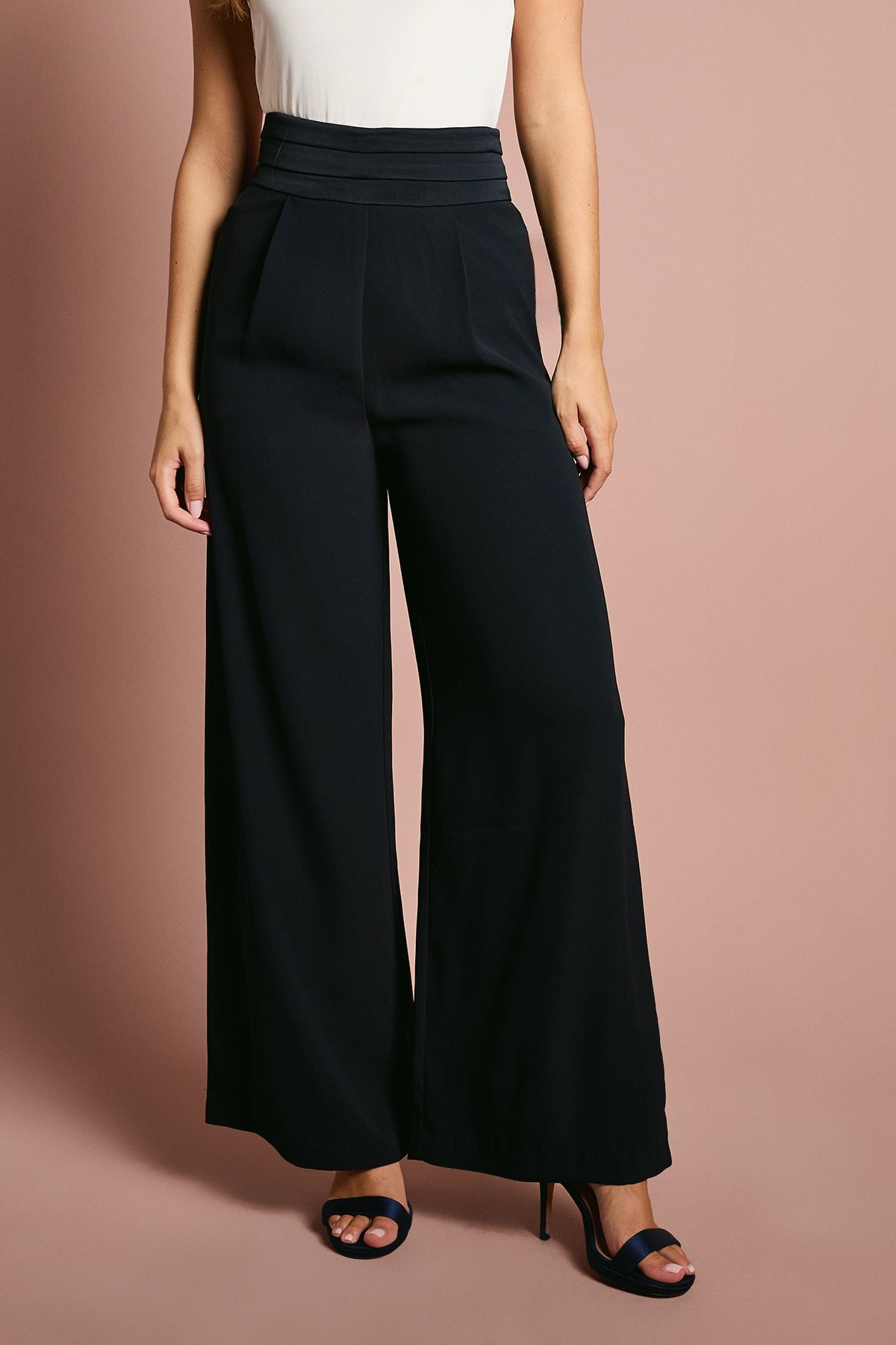 Coast Wide Leg Trouser With Satin Pleated Waistband