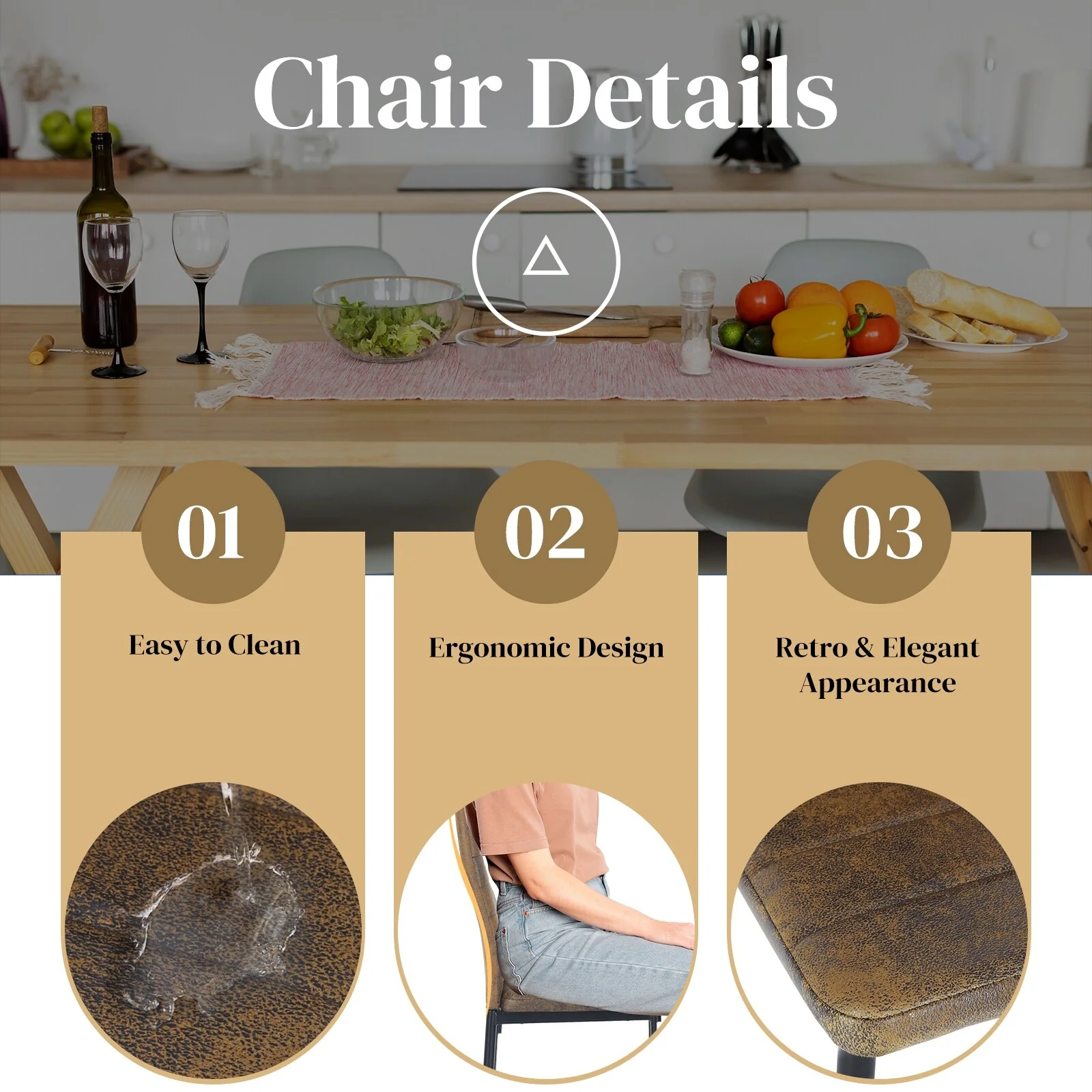 Linen Channel Tufted Kitchen Dinner Chair Comfy for Dining Room Set of 2