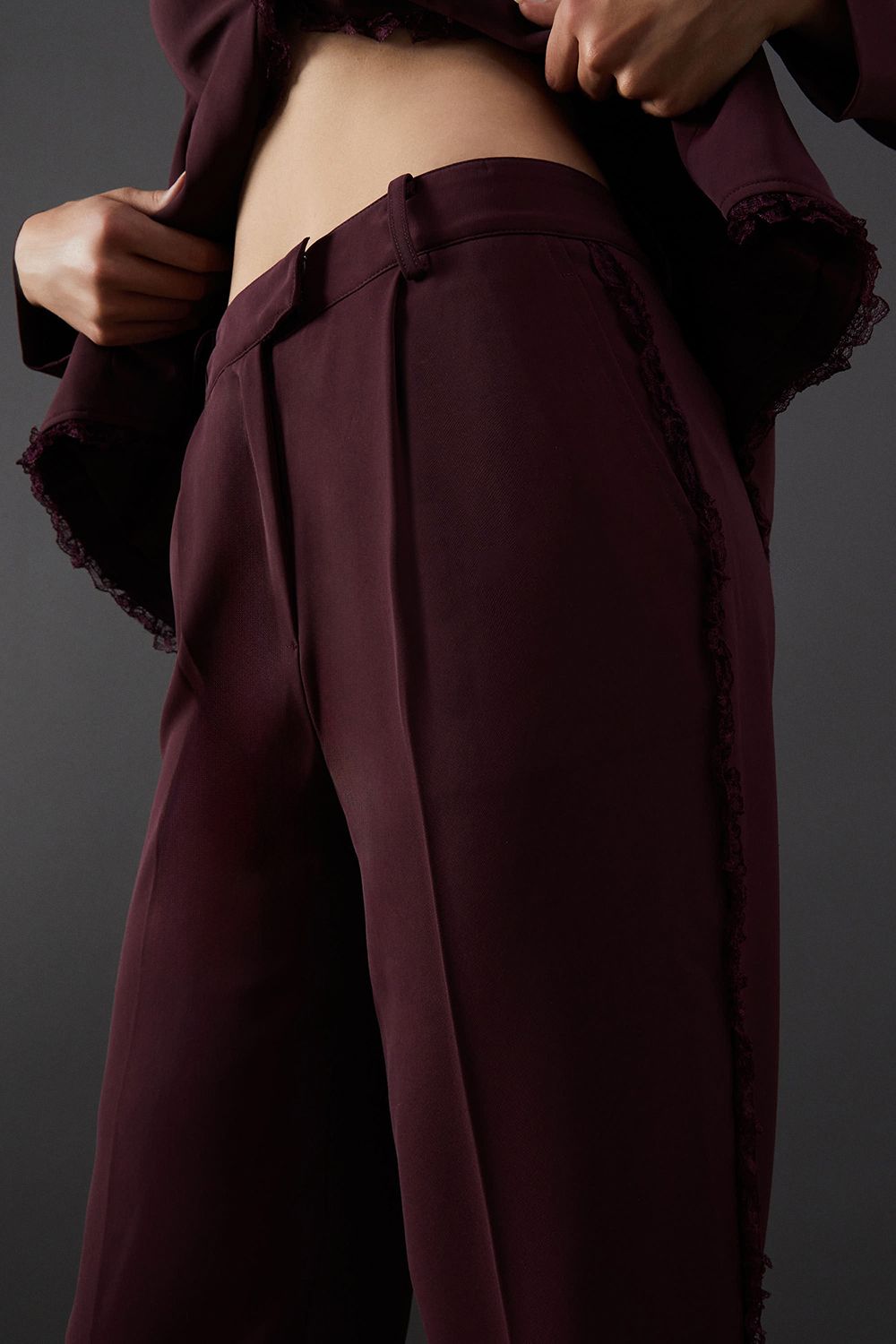Warehouse Lace Frill Trim Tailored Trouser