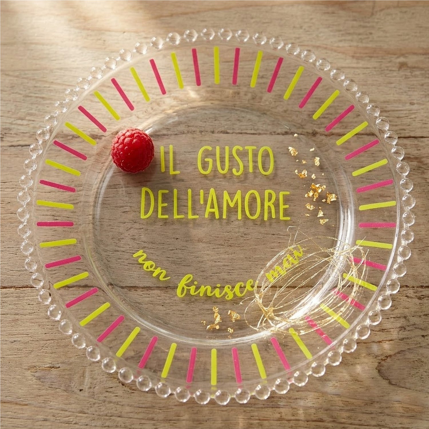 Piatto piano vetro Il gusto dell'amore Color Bloom
