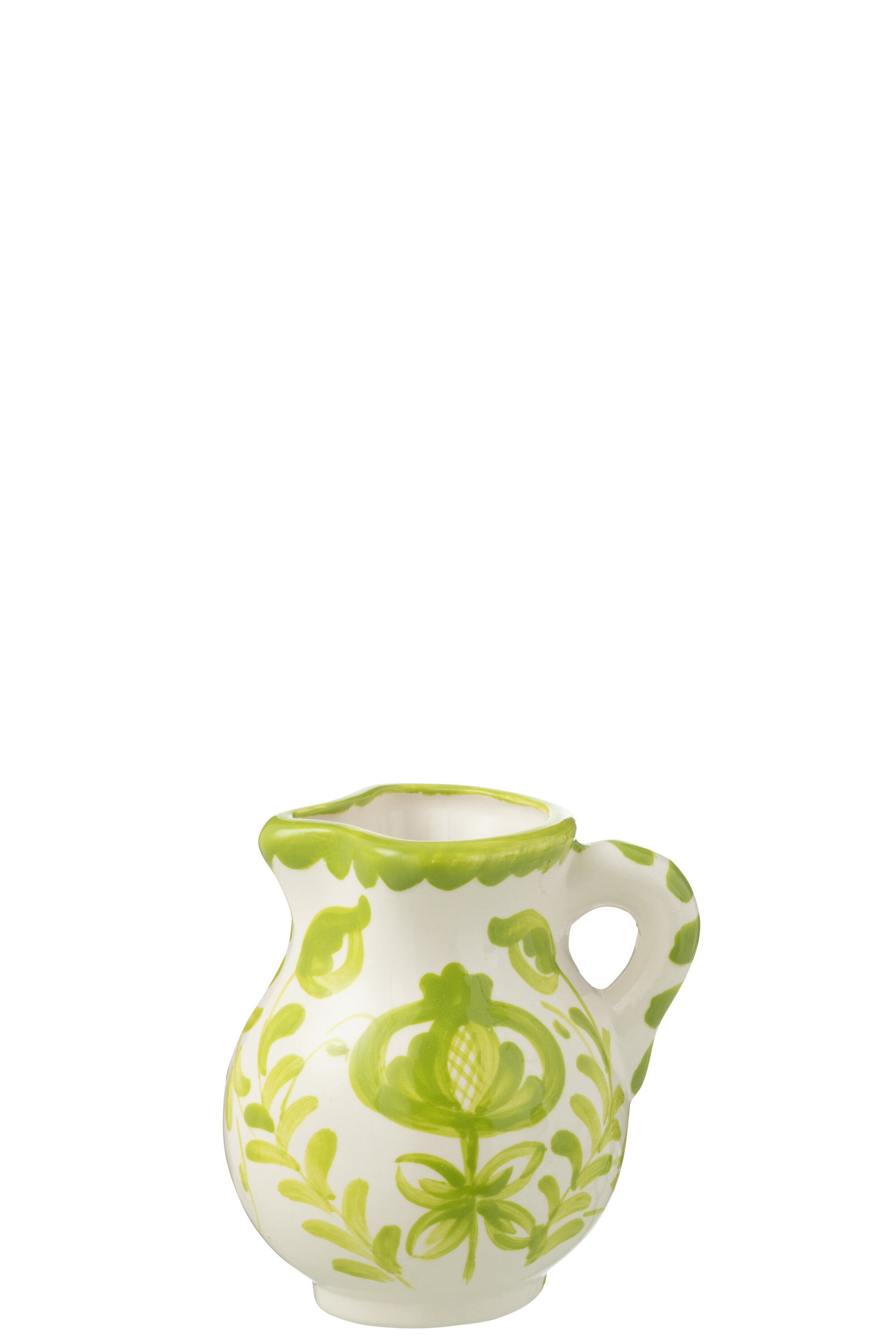 J-Line kruik Granada - keramiek - wit/groen - small