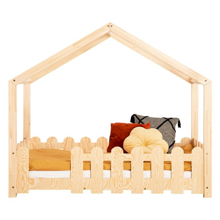 AUGUSTIN - Lit cabane 90x190 entrée gauche sommier inclus naturel