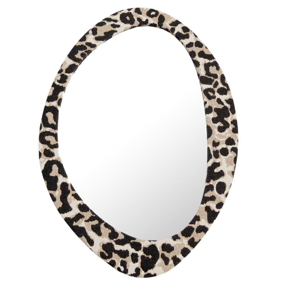 Miroir mural ovale contour léopard 30x38cm