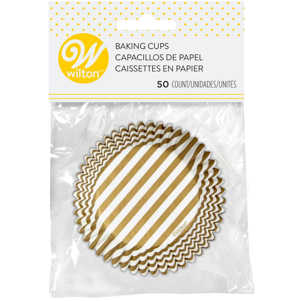 Wilton Gold Stripes Cupcake Liners, 50-pk