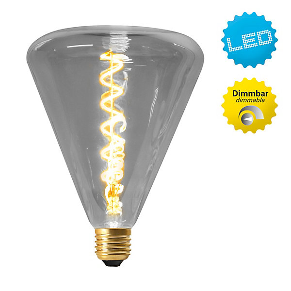 Ampoule LED 'DILLY' douille E27 4 watts, métal et verre en gris
