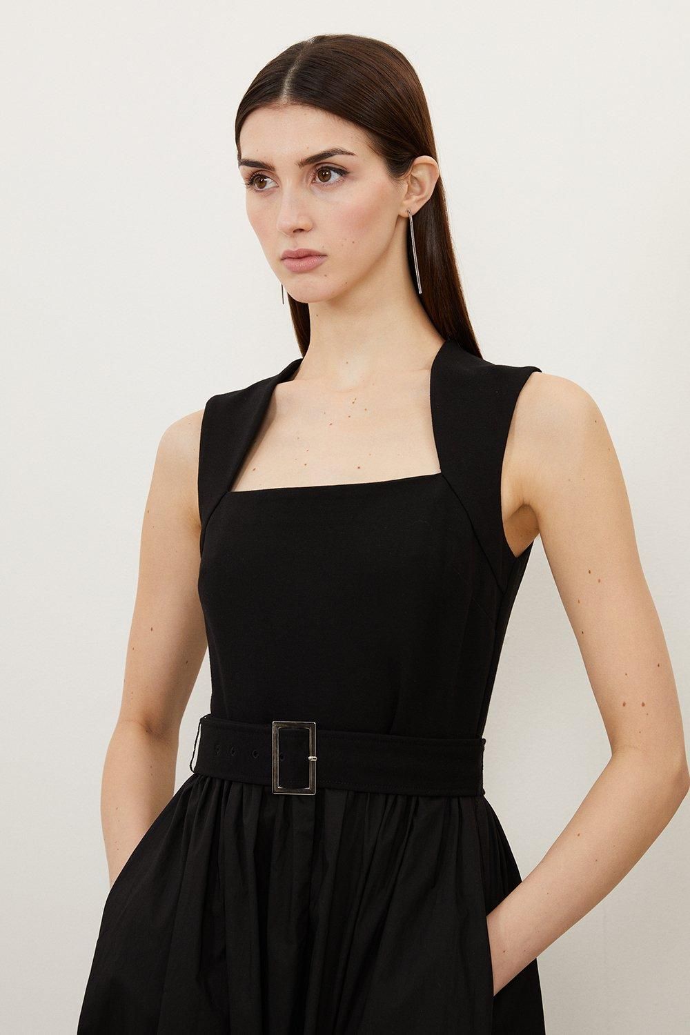 KarenMillen Scoop Neck Jersey Cotton Mix Maxi Dress
