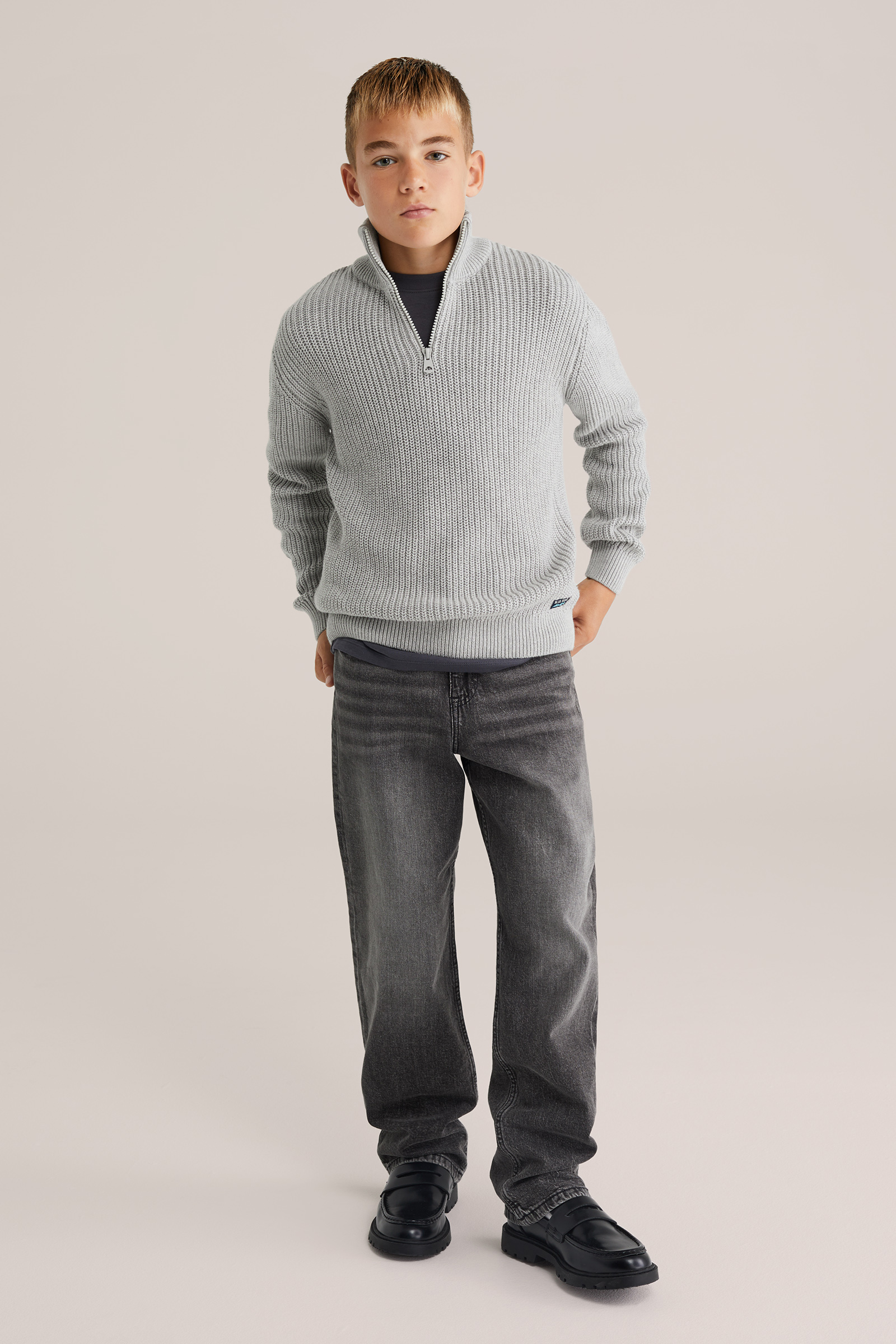 Jongens gebreide trui met rits