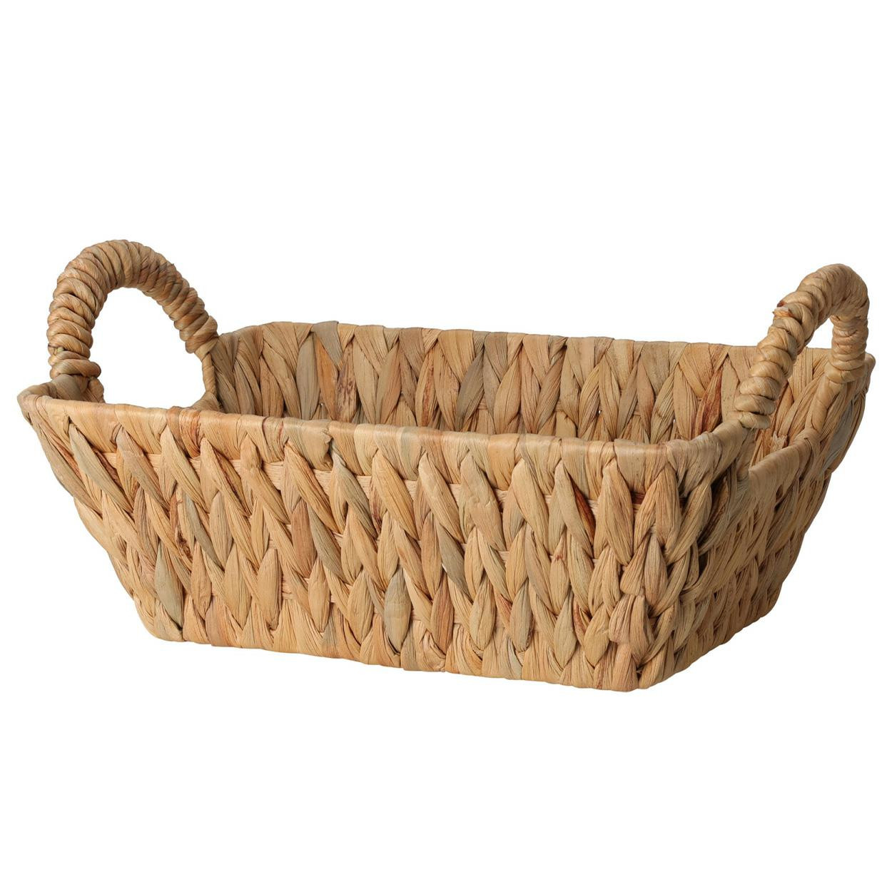Kosz z uchwytami prostokątny 30x20 cm pleciony brązowy