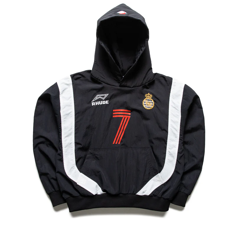 Rhude Lago Soccer Jersey Hoodie - Black/White