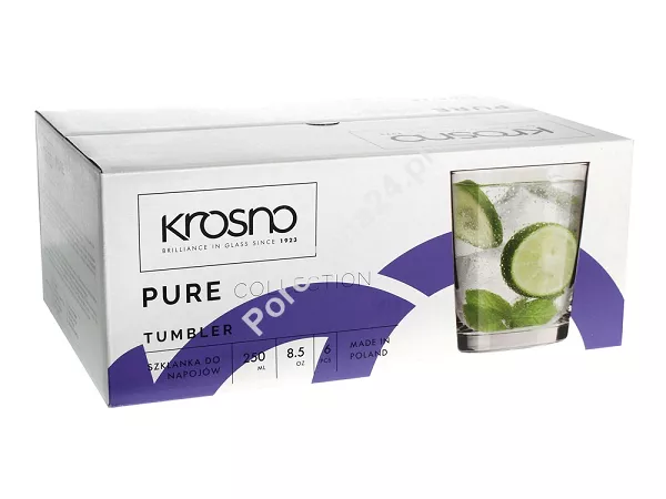 Kpl. szklanek niskich 250 ml (6szt) Krosno - Pure 9613-0250