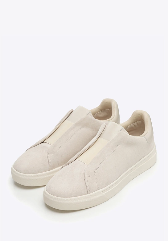 Męskie sneakersy ze skóry zamszowej wsuwane beżowe