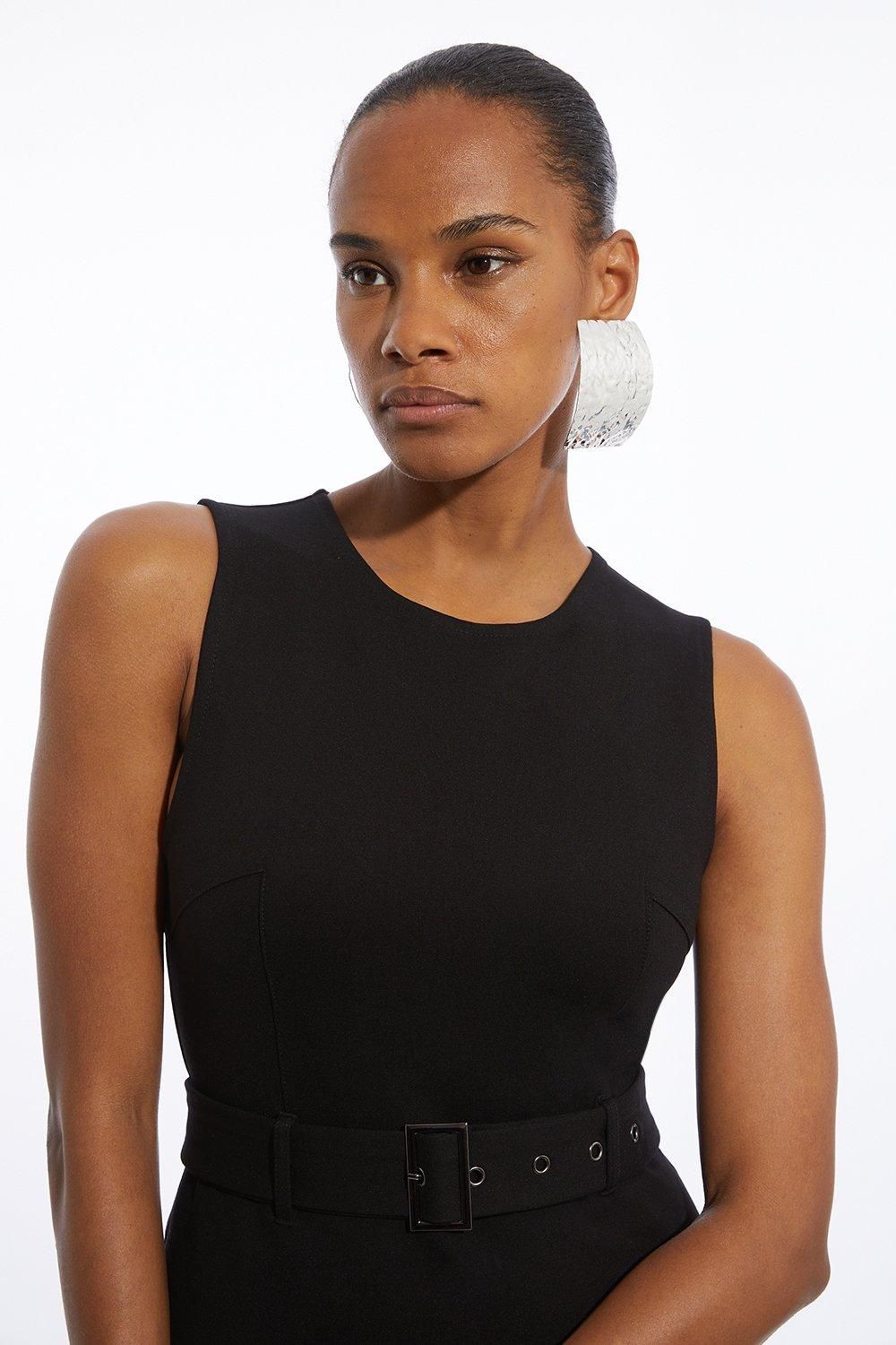 KarenMillen Forever Ponte And Georgette Jersey Pleated Maxi Dress