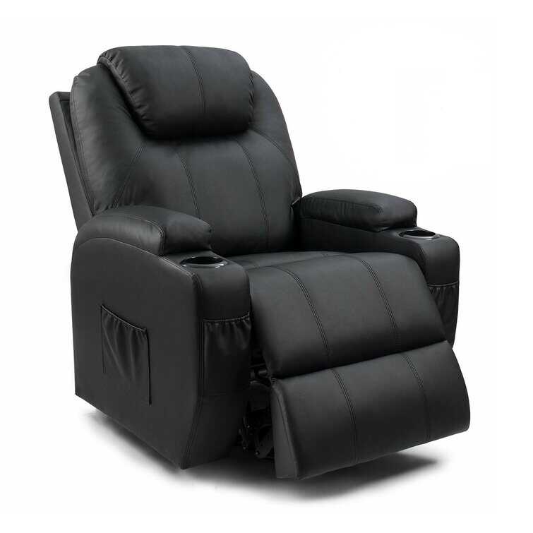 Faux Leather Power Lift Recliner Chair with Massage and Heating Functi - Bed Bath  Beyond(Black/Cowhide Material)