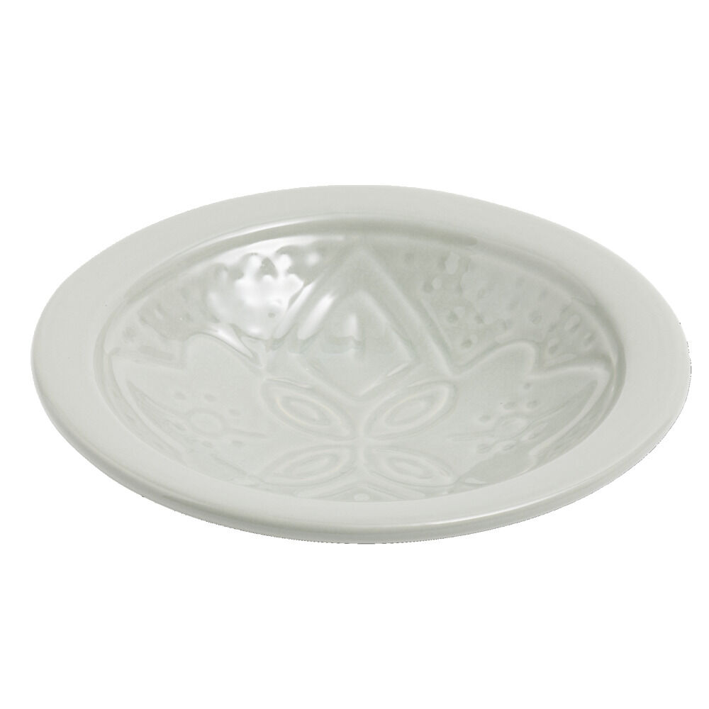 Coupelle creuse faïence unie verte avec motif en relief Ø14xH4cm